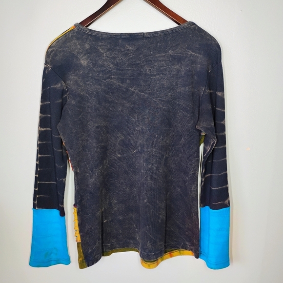 Collection Royal Boho Patchwork Top Womens Medium Long Sleeve Hippie Festival - Picture 4 of 9